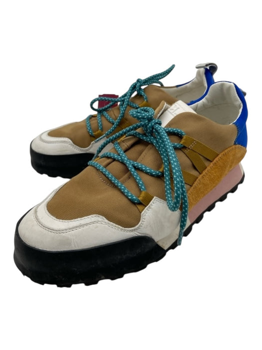 Closed Shoe Size 37 Brown, Blue, Pink Canvas & Leather Laces Sneakers Brown, Blue, Pink / 37