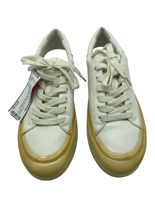 Vince Shoe Size 6.5 Ivory & Yellow Leather & Rubber Ombre Dip dye Laces Sneakers Ivory & Yellow / 6.5