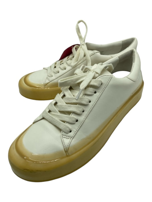 Vince Shoe Size 6.5 Ivory & Yellow Leather & Rubber Ombre Dip dye Laces Sneakers Ivory & Yellow / 6.5