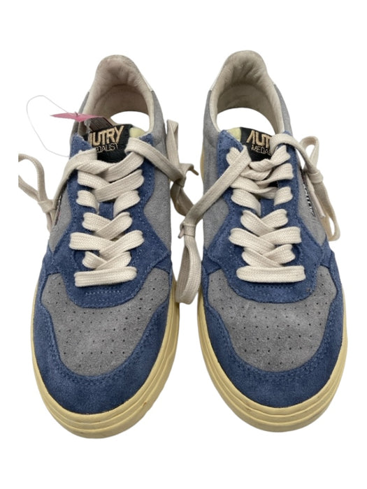 Autry Shoe Size 38 Blue, Gray, Beige Suede & Rubber Laces Low Top Sneakers Blue, Gray, Beige / 38