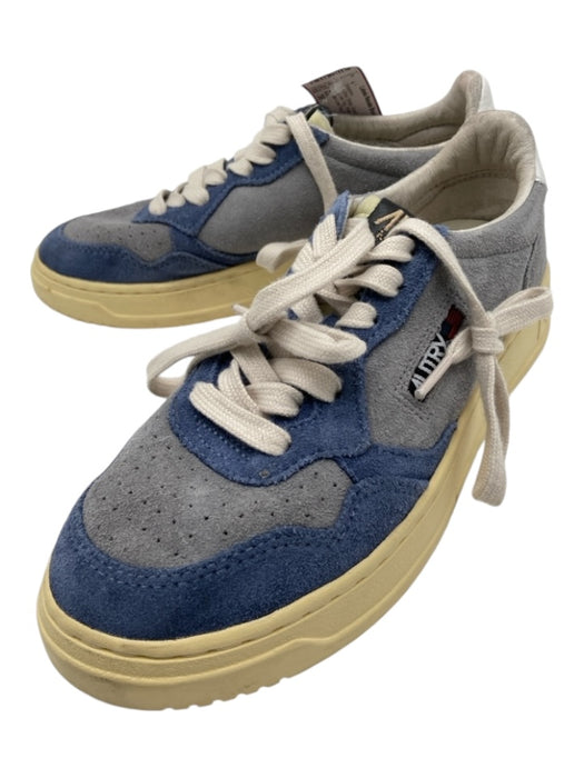 Autry Shoe Size 38 Blue, Gray, Beige Suede & Rubber Laces Low Top Sneakers Blue, Gray, Beige / 38