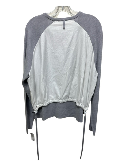 Tibi Size M Gray & White Merino Wool drawcord Fabric Block Sweater Gray & White / M
