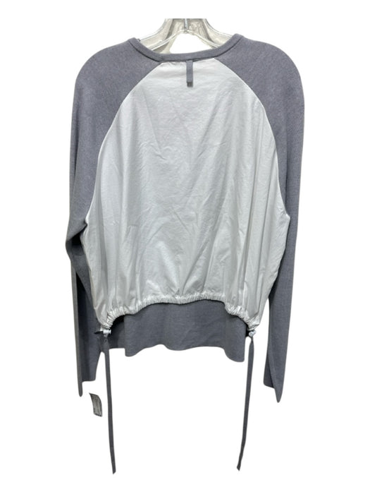 Tibi Size M Gray & White Merino Wool drawcord Fabric Block Sweater Gray & White / M