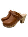 Loeffler Randall Shoe Size 7.5 Tan & beige Leather Braided Detail Studded Clogs Tan & beige / 7.5