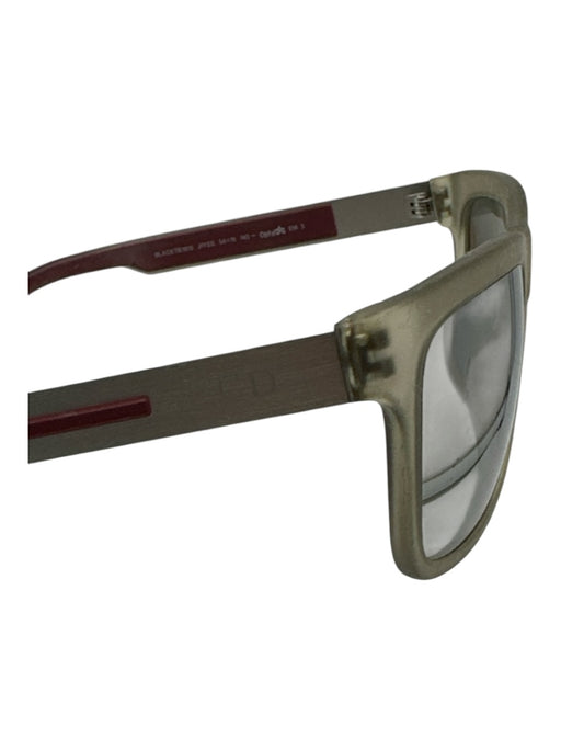 Christian Dior Silver Metal & Acetate Red Accents Logo tinted lens Sunglasses Silver