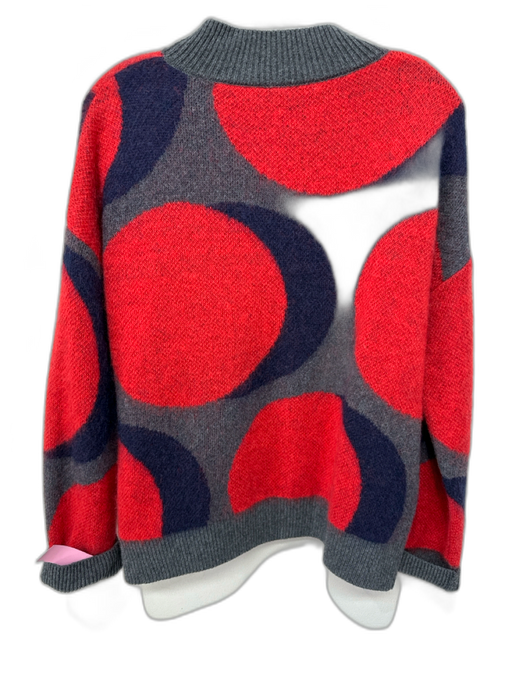 Odeeh Size M Red & Gray Wool Blend Mohair Geometric Mock Neck Pullover Sweater Red & Gray / M