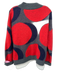 Odeeh Size M Red & Gray Wool Blend Mohair Geometric Mock Neck Pullover Sweater Red & Gray / M