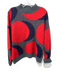 Odeeh Size M Red & Gray Wool Blend Mohair Geometric Mock Neck Pullover Sweater Red & Gray / M