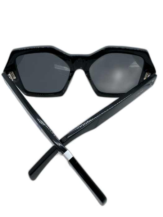 Celine Black Acetate Hexagon Geometric Sunglasses Black
