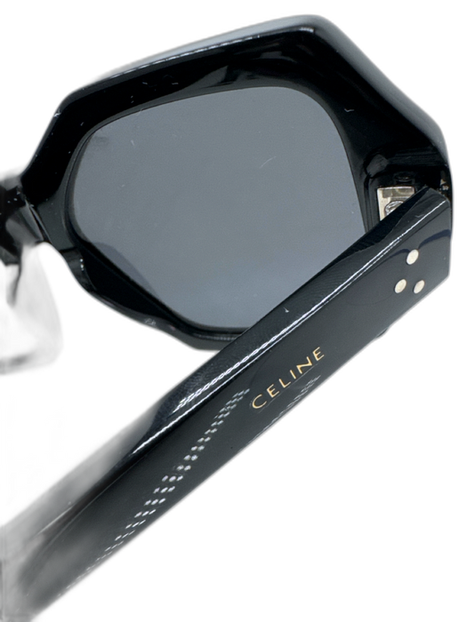 Celine Black Acetate Hexagon Geometric Sunglasses Black
