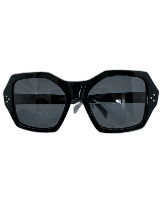 Celine Black Acetate Hexagon Geometric Sunglasses Black