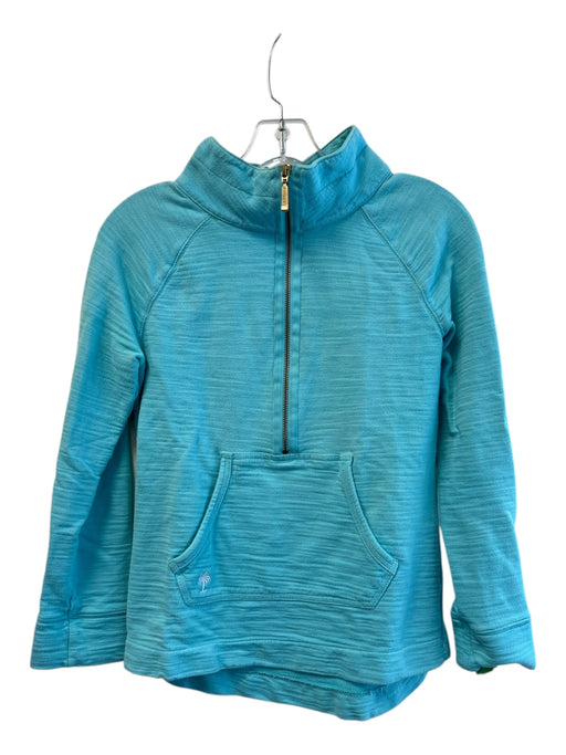 Lily Pulitzer Size XS Teal Blue Cotton Long Sleeve Half Zip high neck Top Teal Blue / XS
