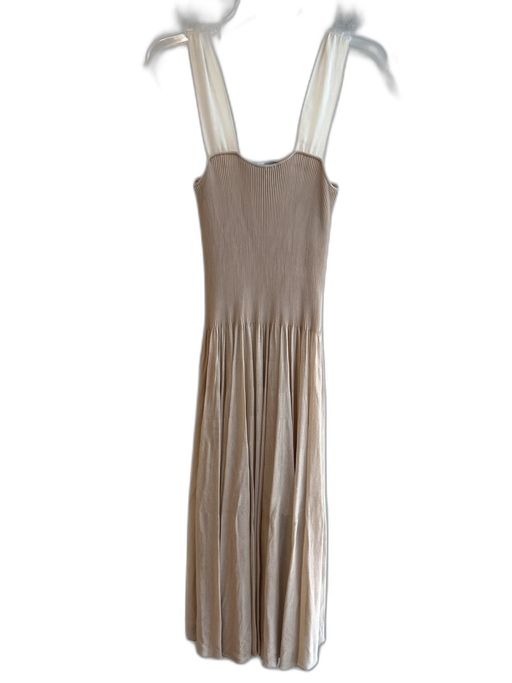 Emporio Armani Size 42 Champagne Viscose Blend Ribbed Bodice Sleeveless Dress Champagne / 42