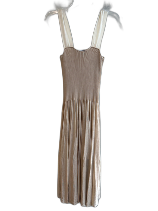 Emporio Armani Size 42 Champagne Viscose Blend Ribbed Bodice Sleeveless Dress Champagne / 42