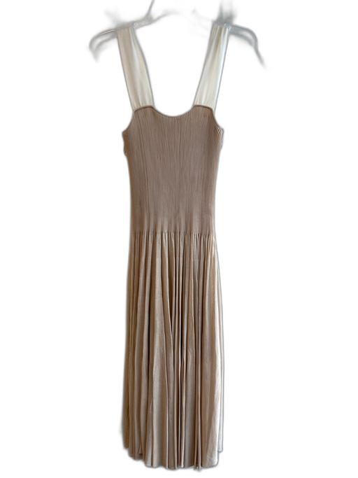 Emporio Armani Size 42 Champagne Viscose Blend Ribbed Bodice Sleeveless Dress Champagne / 42