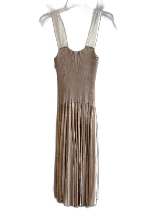 Emporio Armani Size 42 Champagne Viscose Blend Ribbed Bodice Sleeveless Dress Champagne / 42