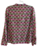 Tory Burch Size 4 Beige & Red Cotton V Neck Long Sleeve Sequin Design Floral Top Beige & Red / 4