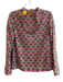 Tory Burch Size 4 Beige & Red Cotton V Neck Long Sleeve Sequin Design Floral Top Beige & Red / 4