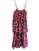 Anthropologie Size S Pink Cotton Tiered Floral Spaghetti Strap Midi Dress Pink / S