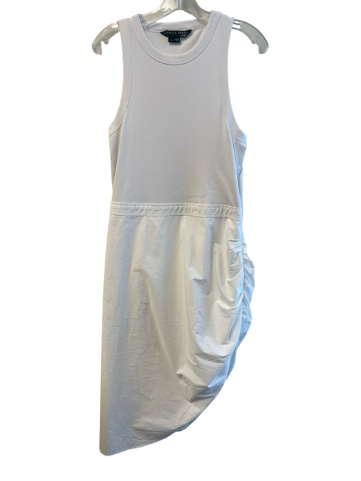 Veronica Beard Size M White Cotton Blend Ribbed Sleeveless Cinched Dress White / M