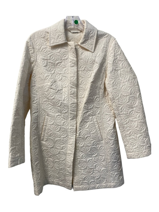 Sigrid Olsen Size S Cream Nylon Blend Quilted 2 Pocket Zip Up Long Sleeve Jacket Cream / S