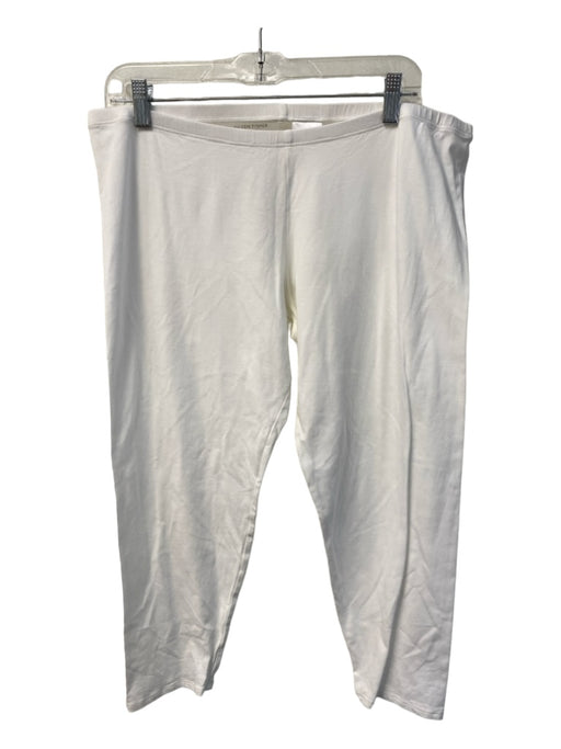Eileen Fisher Size XL White Organic Cotton Mid Rise Capri Pull On Pants White / XL