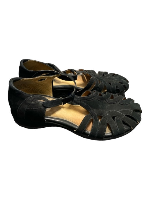Clarks Shoe Size est 9 Black Suede Ankle Buckle Closed Toe Cutout Shoes Black / est 9
