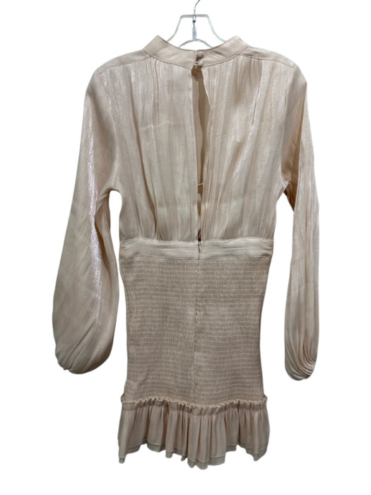 Line & Dot Size XS Blush Beige Polyester Smocked Crinkle Long Sleeve Dress Blush Beige / XS
