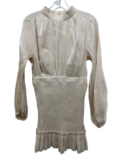 Line & Dot Size XS Blush Beige Polyester Smocked Crinkle Long Sleeve Dress Blush Beige / XS