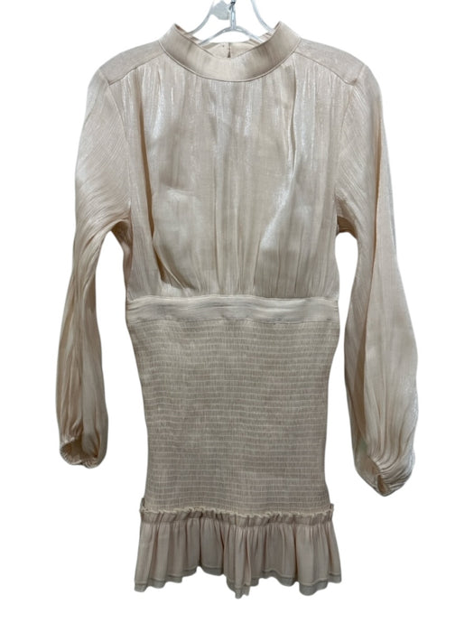 Line & Dot Size XS Blush Beige Polyester Smocked Crinkle Long Sleeve Dress Blush Beige / XS