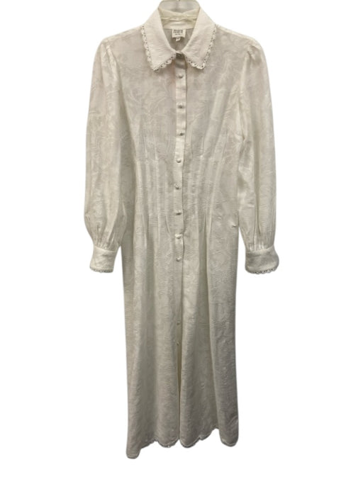 Hemant & Nandita Size XS White Viscose Blend Button Down Jacquard Floral Dress White / XS