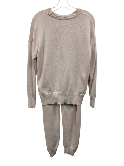 Julia Amory Size XS Pale Pink Cotton Ribbed Trim Elastic Waist Jogger Pant Set Pale Pink / XS