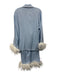 Sleeper Size S Light blue & white Viscose Feathers Button Down Trim Pant Set Light blue & white / S