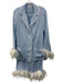 Sleeper Size S Light blue & white Viscose Feathers Button Down Trim Pant Set Light blue & white / S