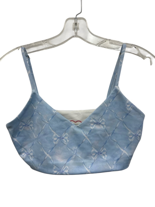 Loveshackfancy Size S Light Blue Print Polyester Bows Sports Bra Bra Light Blue Print / S
