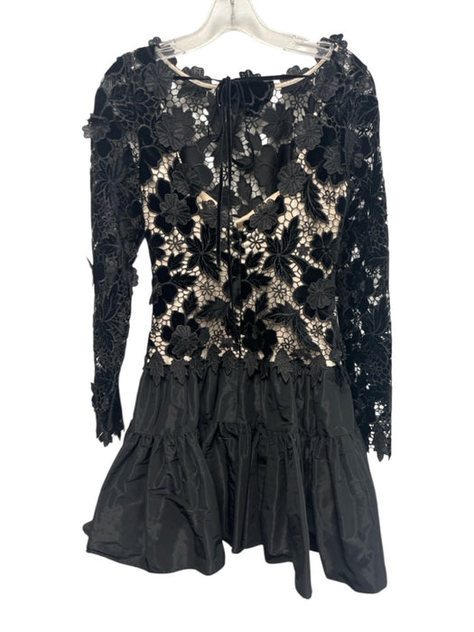 Antonio Melani Size 9 Black & Beige Polyester Floral Lace Flare Hem Dress Black & Beige / 9