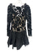 Antonio Melani Size 9 Black & Beige Polyester Floral Lace Flare Hem Dress Black & Beige / 9