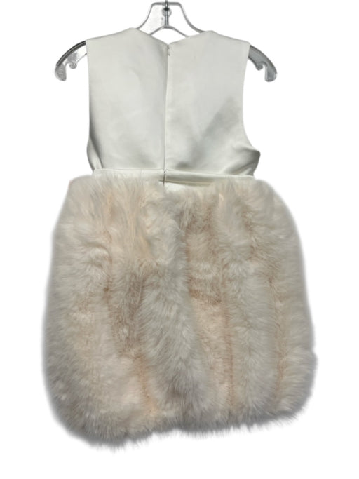 Zara Size XS Cream White Polyester Satin Faux Fur Mini Bubble Hem Dress Cream White / XS