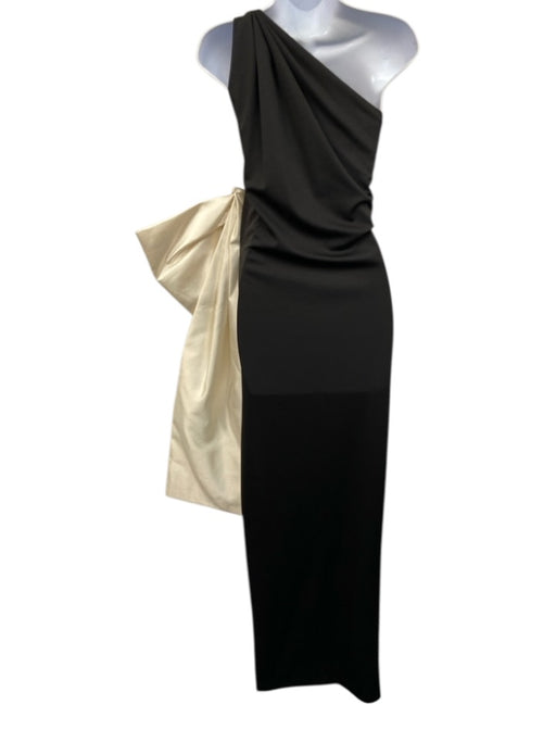 Daniele Carlotta Size XS / 38 Black & Ivory White Bow One Shoulder Gown Black & Ivory White / XS / 38