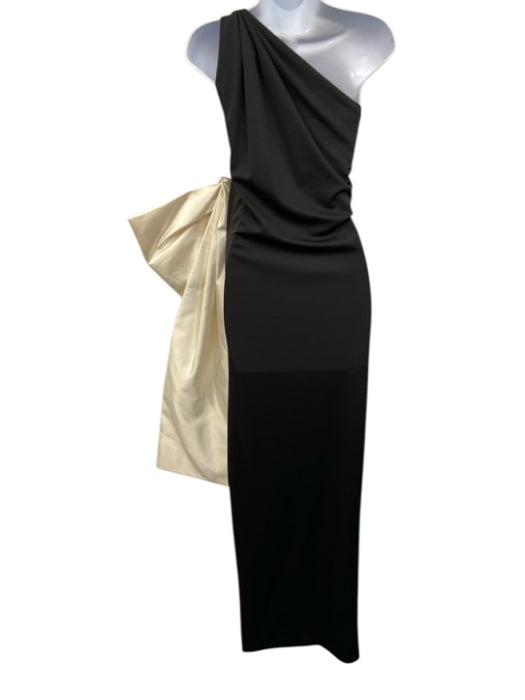 Daniele Carlotta Size XS / 38 Black & Ivory White Bow One Shoulder Gown Black & Ivory White / XS / 38