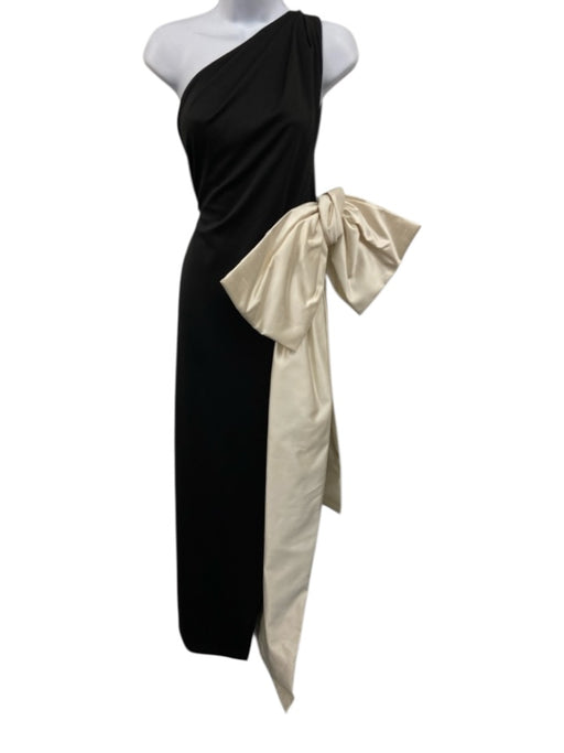 Daniele Carlotta Size XS / 38 Black & Ivory White Bow One Shoulder Gown Black & Ivory White / XS / 38
