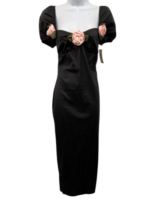 Bernadette Size XS / 34 Black, Pink, Green Cotton Floral Application Maxi Dress Black, Pink, Green / XS / 34