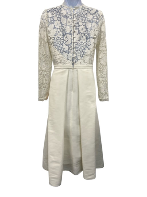 Sachin & Babi Size 0 White Polyester Fabric Block Lace Upper Pleated Skirt Dress White / 0