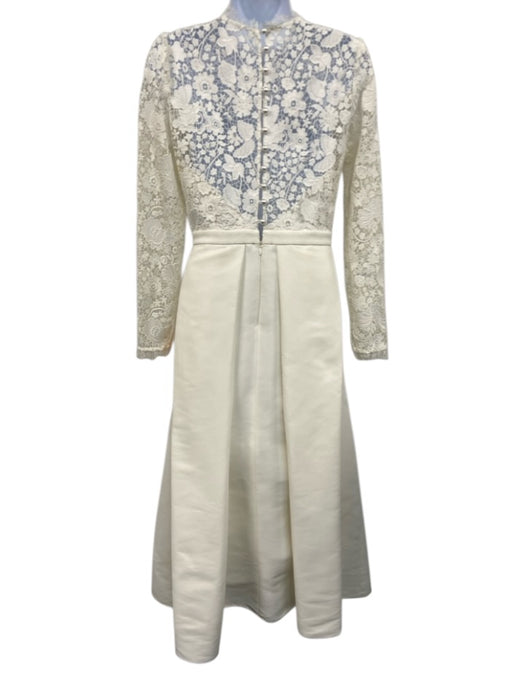 Sachin & Babi Size 0 White Polyester Fabric Block Lace Upper Pleated Skirt Dress White / 0