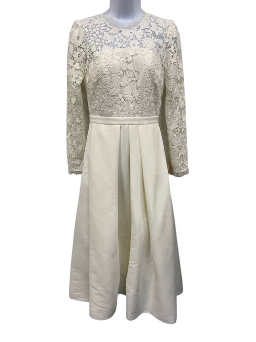 Sachin & Babi Size 0 White Polyester Fabric Block Lace Upper Pleated Skirt Dress White / 0