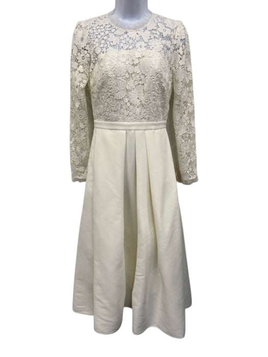 Sachin & Babi Size 0 White Polyester Fabric Block Lace Upper Pleated Skirt Dress White / 0