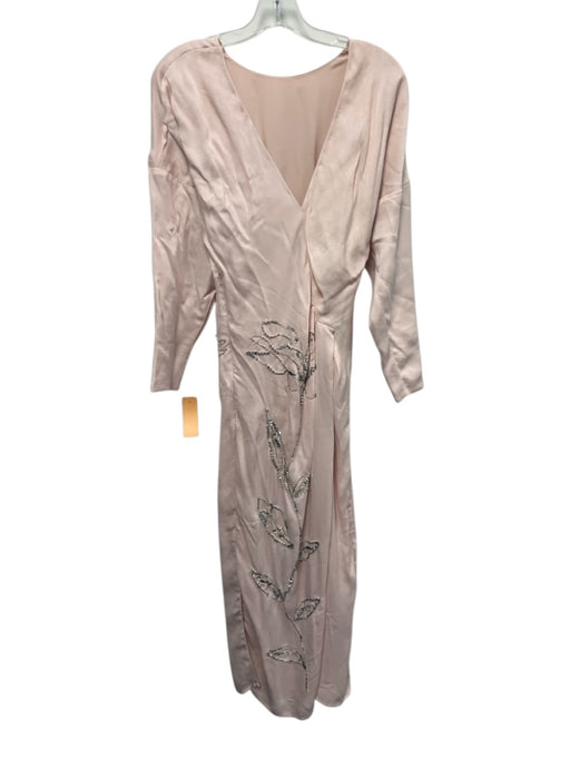 Arrange Size 0 Light Pink & Silver Viscose Blend Low Back Beaded Design Dress Light Pink & Silver / 0