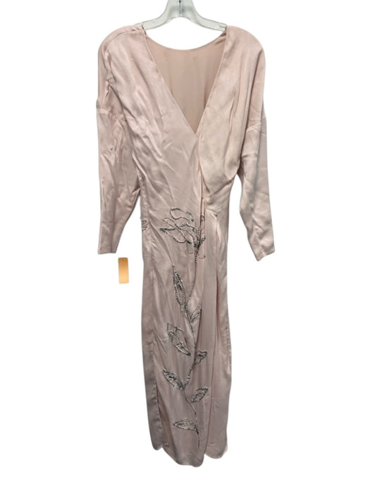 Arrange Size 0 Light Pink & Silver Viscose Blend Low Back Beaded Design Dress Light Pink & Silver / 0