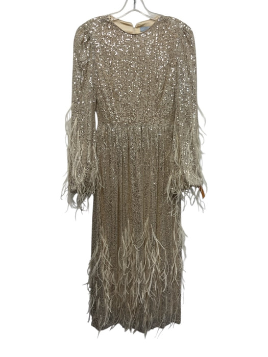 Antonio Melani Size XS Champagne Gold Polyester Fully Sequined Back Zip Gown Champagne Gold / XS