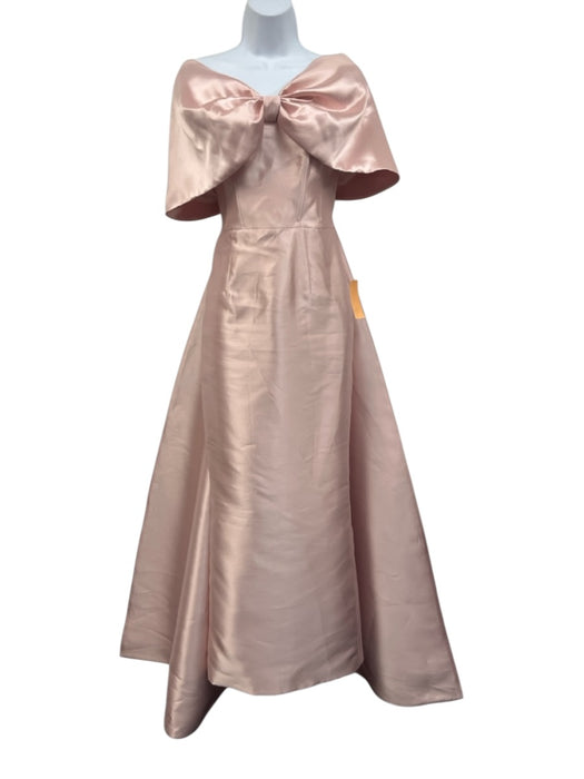 Club L London Size 2 Pale Pink Sateen Detachable Train Strapless Bow Gown Pale Pink / 2